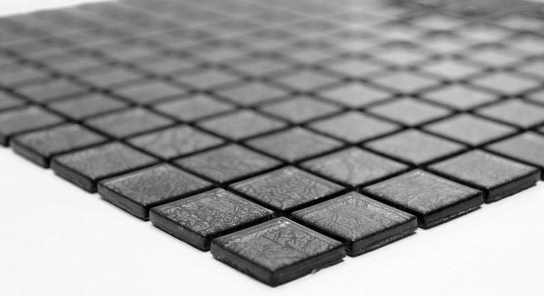 Mosaik Fliese Transluzent Glasmosaik Crystal schwarz Struktur 10 Mosaikmatten