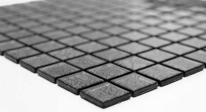 Mosaik Fliese Transluzent Glasmosaik Crystal schwarz Struktur 10 Mosaikmatten