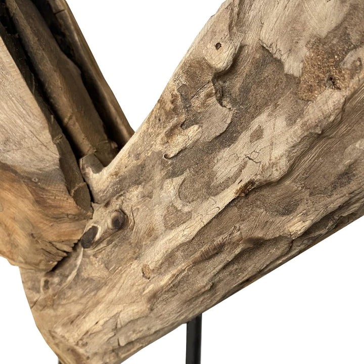 Teakholz Herz Unikat Skulptur auf Ständer 47x37 cm hoch Vollholz Teak Dekoherz 43300-017