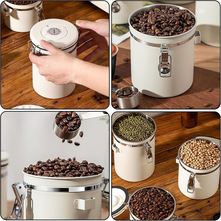 Kaffeedose Luftdicht aus Edelstahl, 1,8L Kaffeedose Luftdicht, Kaffeebohnen Behälter,Kaffee Dose,Mit
