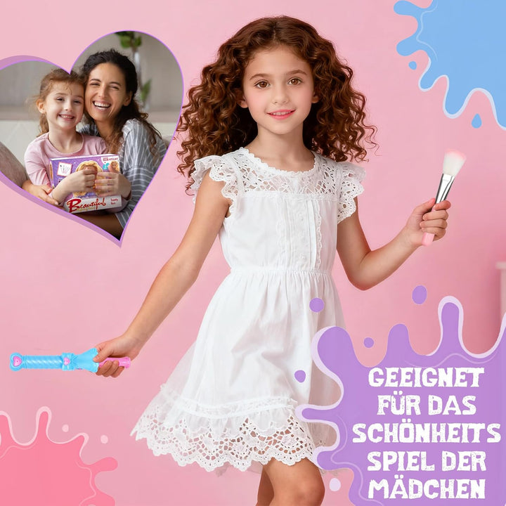 Frisierkopf Kinder Set, 66 Stück Schminkkopf für Mädchen Waschbar, Puppenkopf Zum Frisieren Kinder m