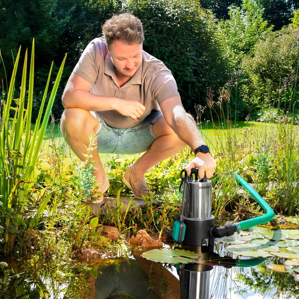 VONROC Tauchpumpe 1100W- Edelstahl - Schmutzwasserpumpe – 20000l/h – schmutziges und sauberes Wasser