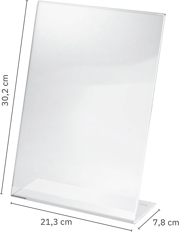 SIGEL TA210 Tischaufsteller schräg, für A4, 10 Stück, glasklar Acryl, garantiert UV-beständig für A4