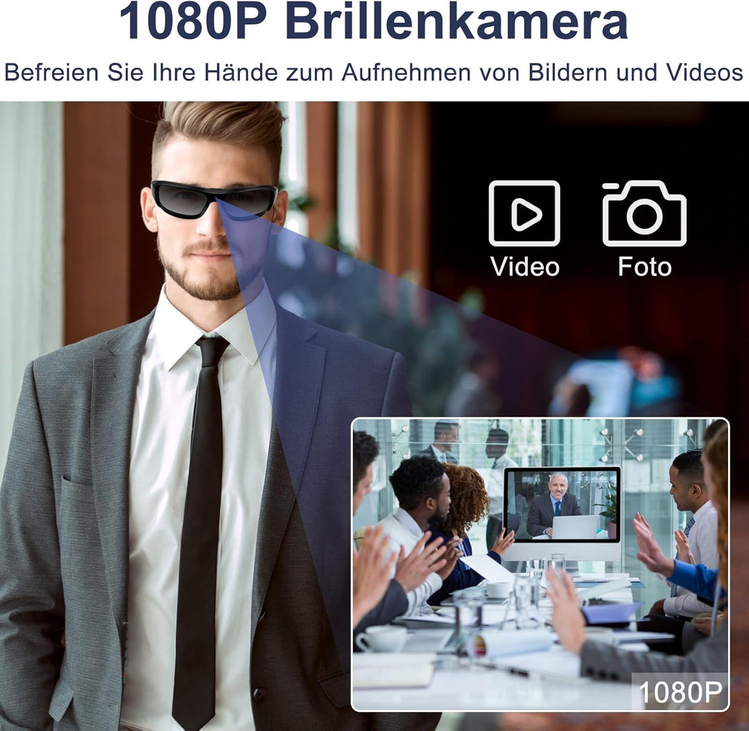 Sport Brillenkamera, Action Cam HD 1080P Sonnenbrille Sport Kamera Mini Action Kamera, Fahrrad Motor