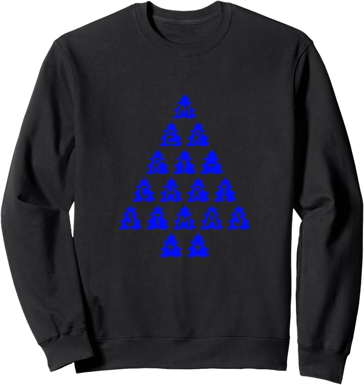 Merry Christmas - Frohe Weihnachten - Baum Blau Farbe Sweatshirt