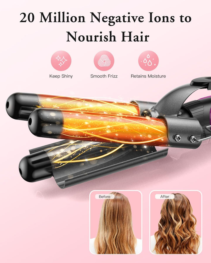Lockenstab set 5 in 1 Welleneisen - Lockenstäbe 3 Fässer für Grosse Keine Locken Keramik Lockenwickl