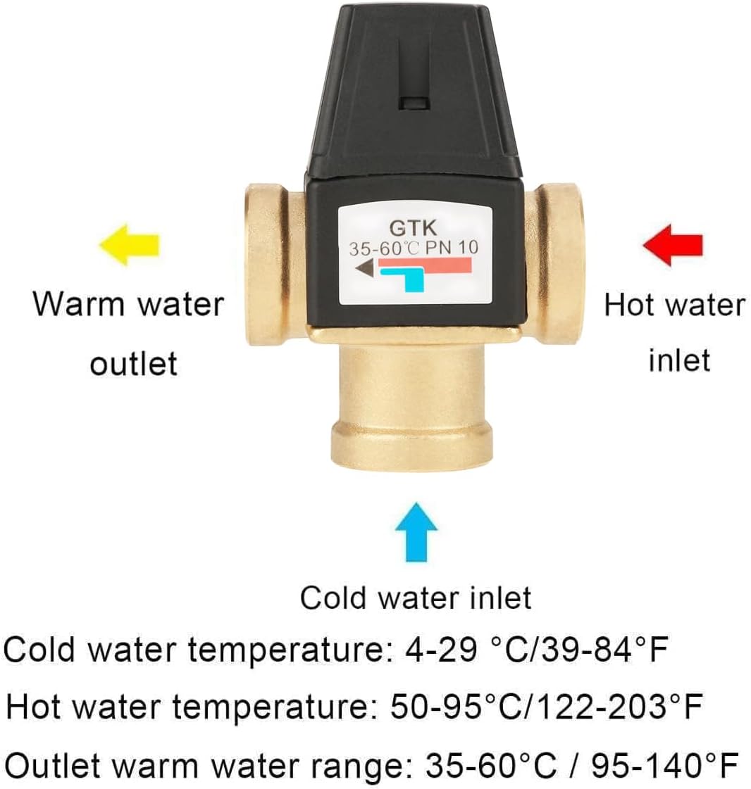 Boaby Dn20 Innengewinde Messingventil Dreiwege-Messing-Thermomischventil für Solarwarmwasserbereiter
