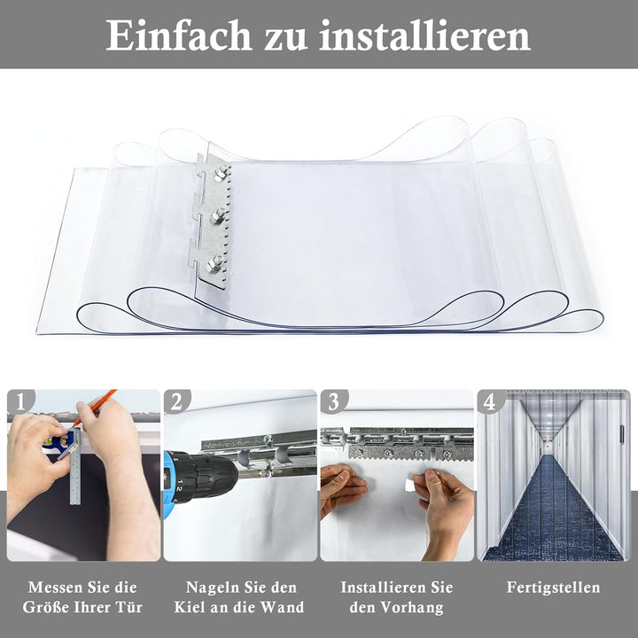 bimiti PVC Lamellenvorhang Streifenvorhang 90x220cm Transparent Streifenvorhang, Lamellen Stallvorha