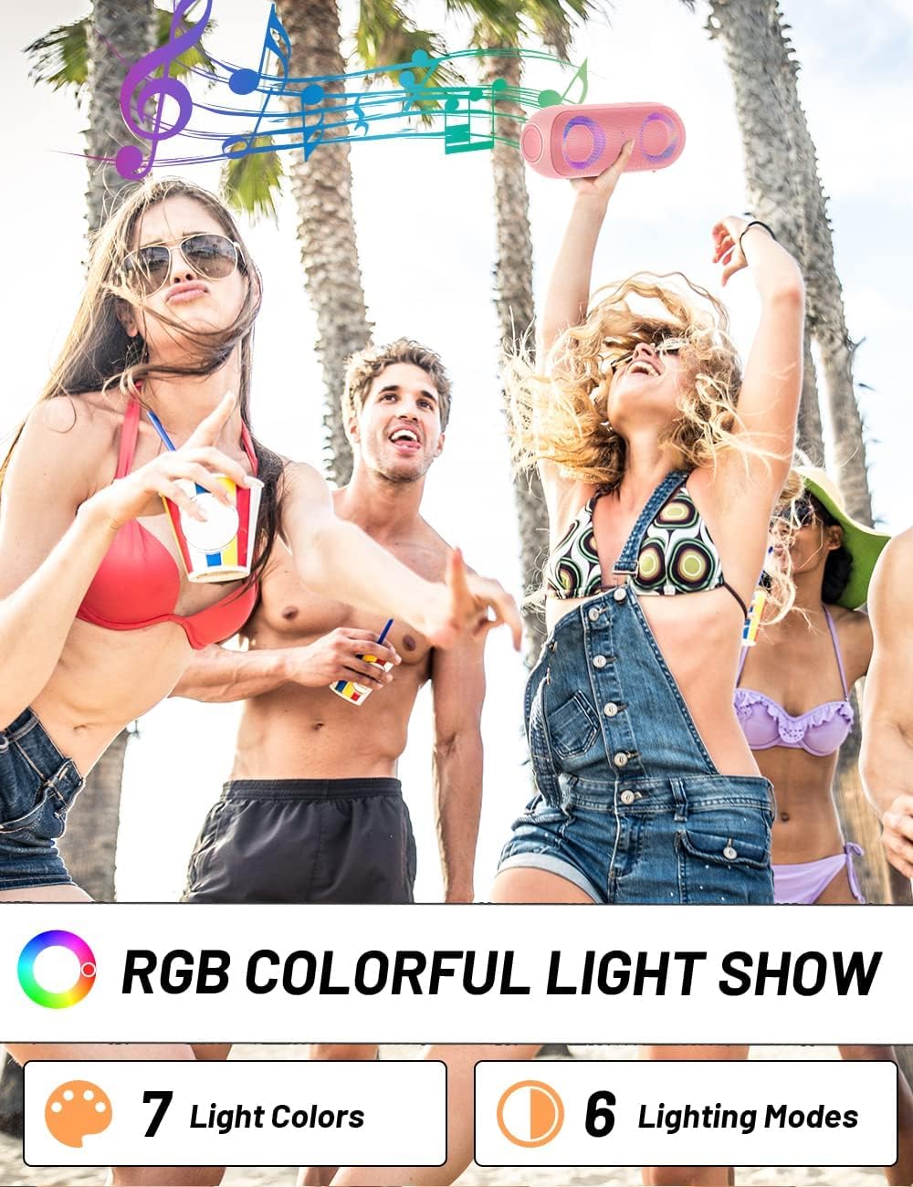 NOTABRICK Bluetooth Speaker with RGB Light, Portable Music Box, Bluetooth Box, 30 W True Wireless St