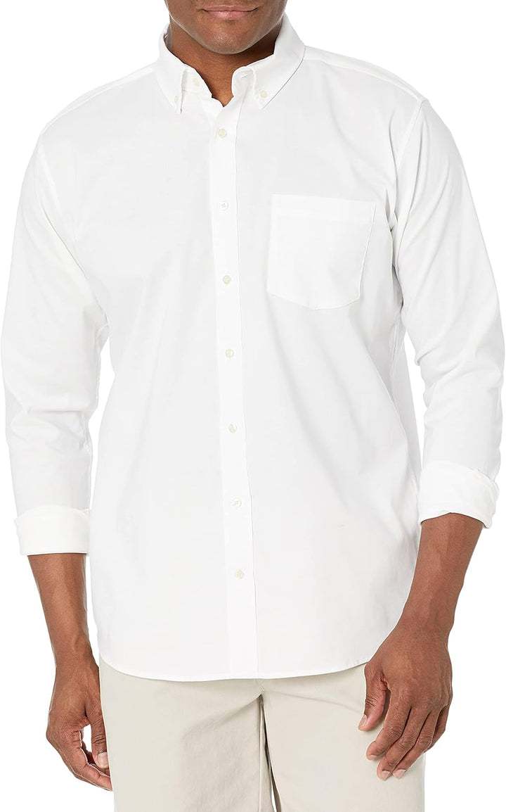 IZOD Herren Long Sleeve Oxford Shirt Hemd mit Button-Down-Kragen, Weiss/Opulenter Garten