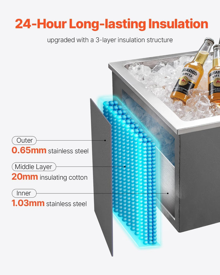 40L Edelstahl Isolierbox, Kühlbox mit 24h Isolation für Camping &amp; Party, 40L