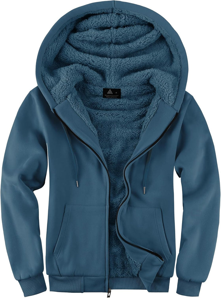 SwissWell Hoodies Herren Gefütterte Sweatjacke mit Kapuze Winter Jacke Reissverschluss Warmer Fleece
