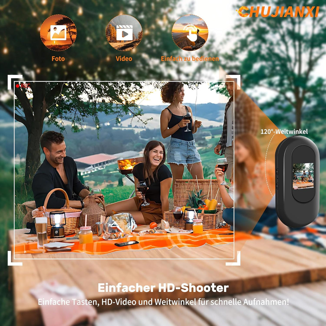 Mini Action Cam,Bodycam Körperkamera Mini 1080P mit 0,85-Zoll-Display,Daumen Body Cam,Multifunktions