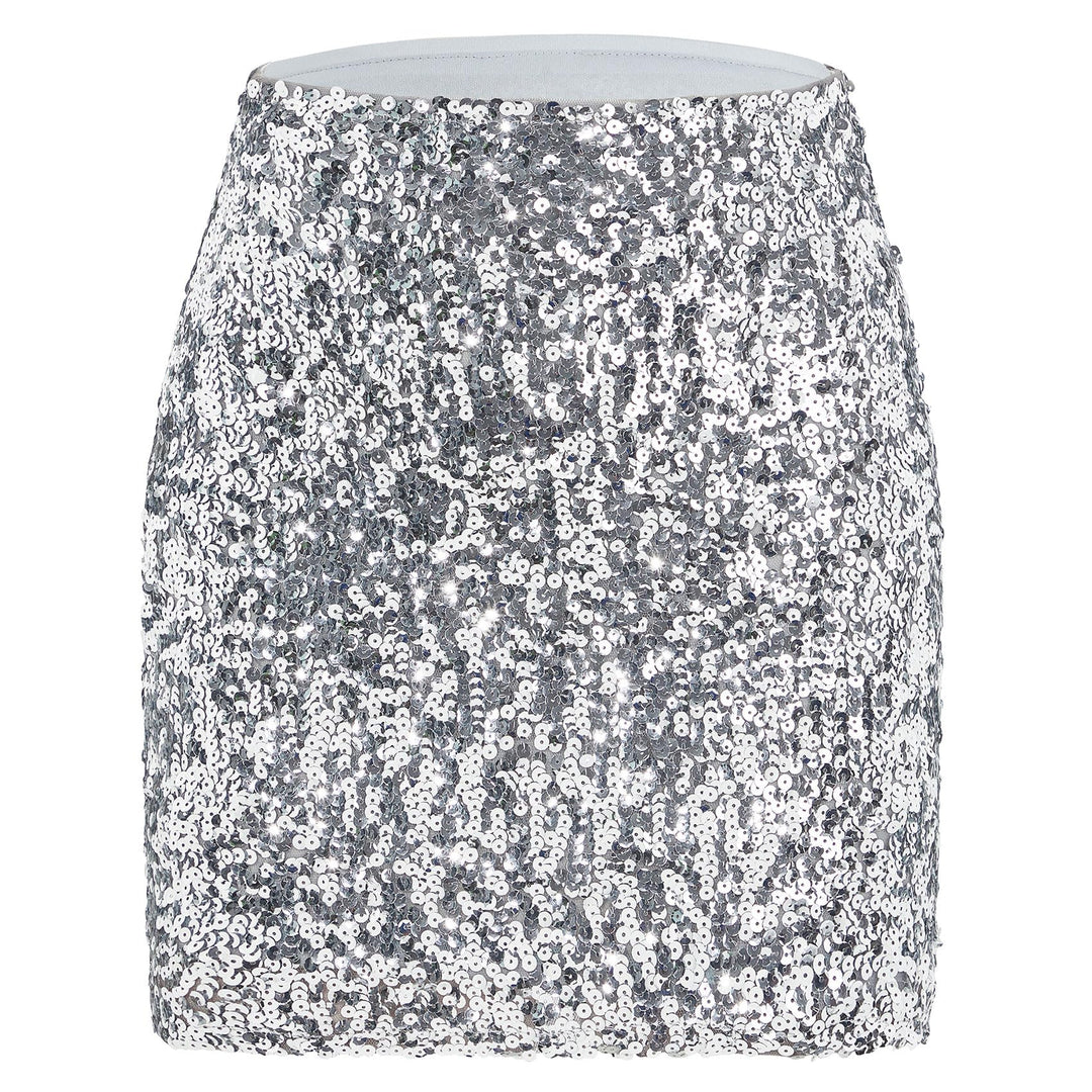 Durio Pailettenrock Für Damen Glitzer Rock Kurz Damen Sexy Midi Skirt Hüftrock mit Elastische Taille