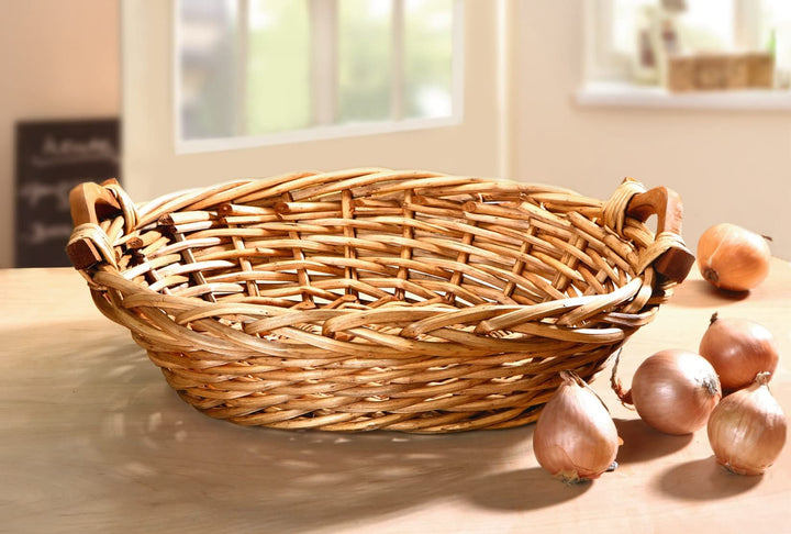 Schale aus Weide, oval, 43x34 cm, Obstschale, Gebäckschale, Weidenschale, Brotkorb