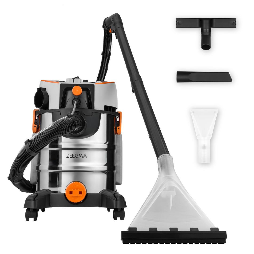 Zonder Pro AQUA Waschsauger – 1400W Nass- &amp; Trockensauger mit Sprühextraktion, 4L Frischwassertank,
