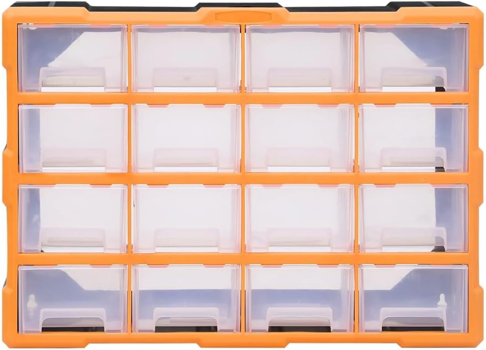 Multi-Schubladen-Organizer 16 Schubladen 52x16x37 cm Orange und Schwarz 16 Schubladen, Orange und Sc