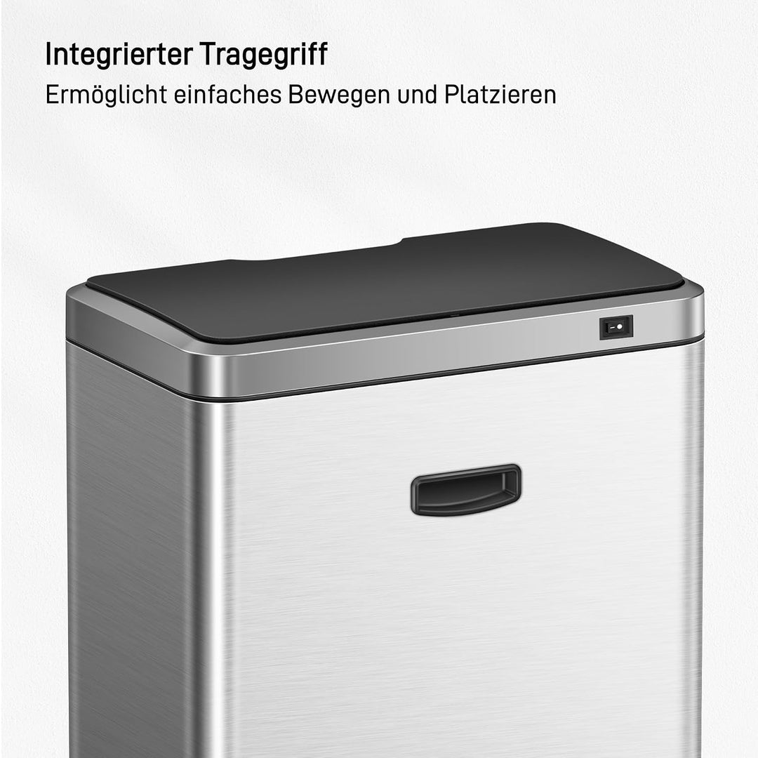 EKO Mirage Mülleimer mit Sensor, Mülleimer 2 Fächer 2 x 20L, Automatischer Küchenmülleimer, 2 Kunsts