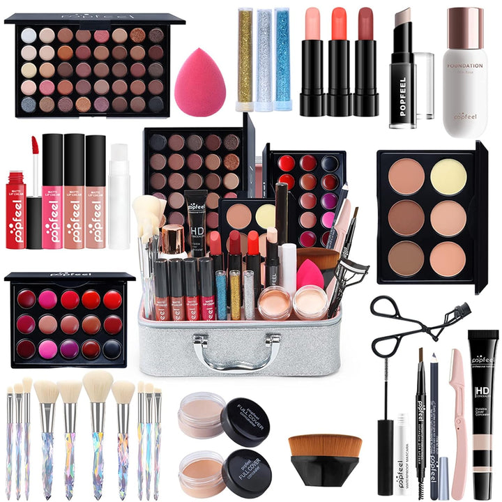 CHSEEO Schmink Geschenkset Make-Up Set Kosmetik Makeup Paletten Schminkkoffer Schminke für Gesicht,