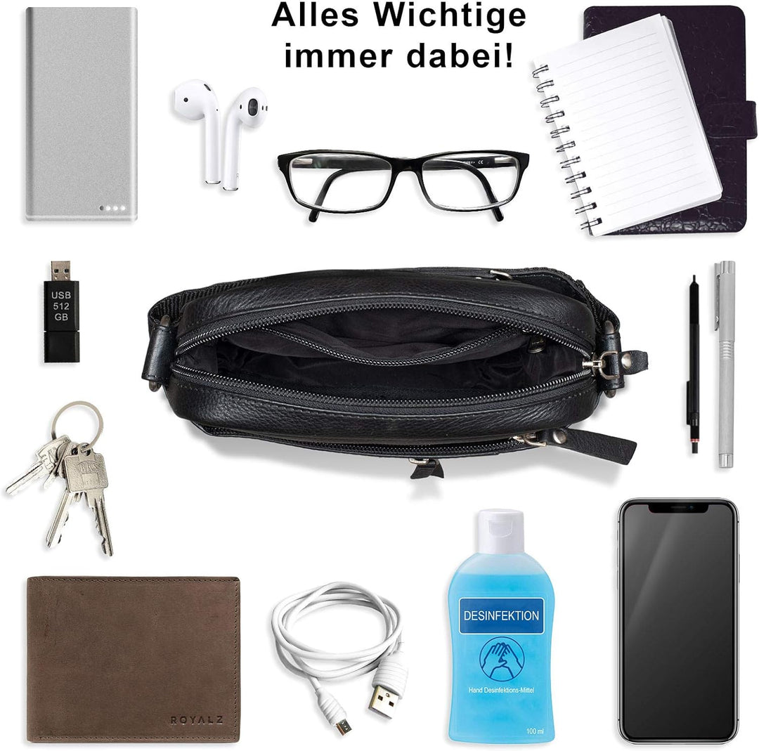 ROYALZ 'Dallas' Kleine Umhängetasche Herren Leder Vintage Look Echtleder Männer Ledertasche Mini Sch