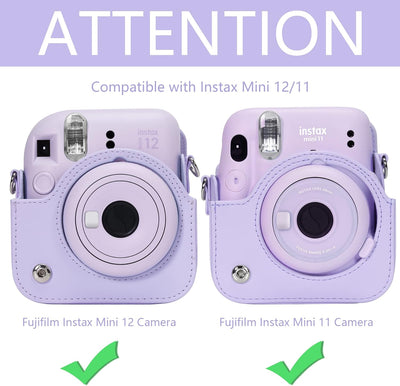 Aenllosi PU Leder Tasche Schutzhülle für Fujifilm Instax Mini 12/Mini 11 Sofortbildkamera Reisetasch