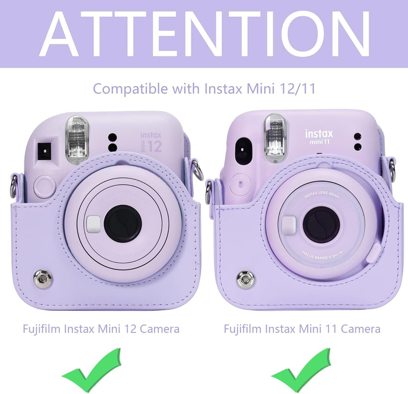 Aenllosi PU Leder Tasche Schutzhülle für Fujifilm Instax Mini 12/Mini 11 Sofortbildkamera Reisetasch