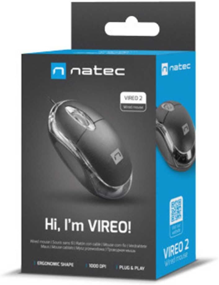 NATEC Maus Vireo 2 1000DPI Optico USB schwarz