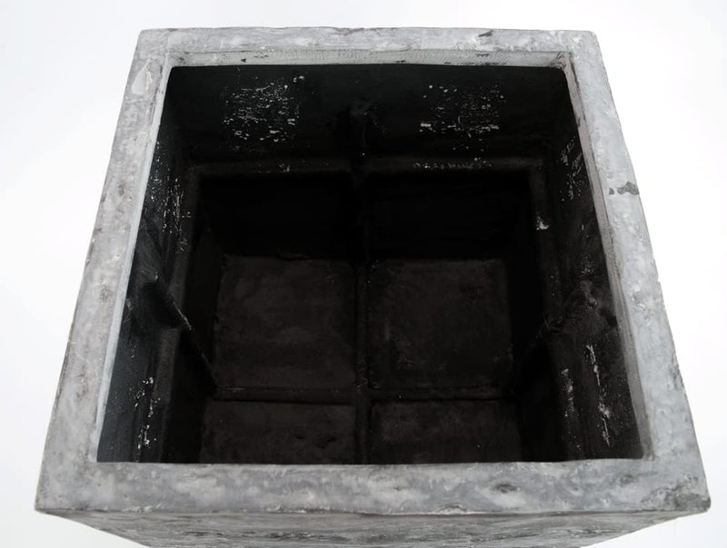 Eleganteinrichten Pflanzkübel, Blumenkübel Fiberglas Stein-Optik quadratisch 60x60x60cm anthrazit gr