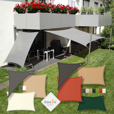 hanSe Sonnensegel quadratisch, Segeltuch Quadrat, 2x2m in Grün, aus HDPE Gewebe, wetterbeständig mit