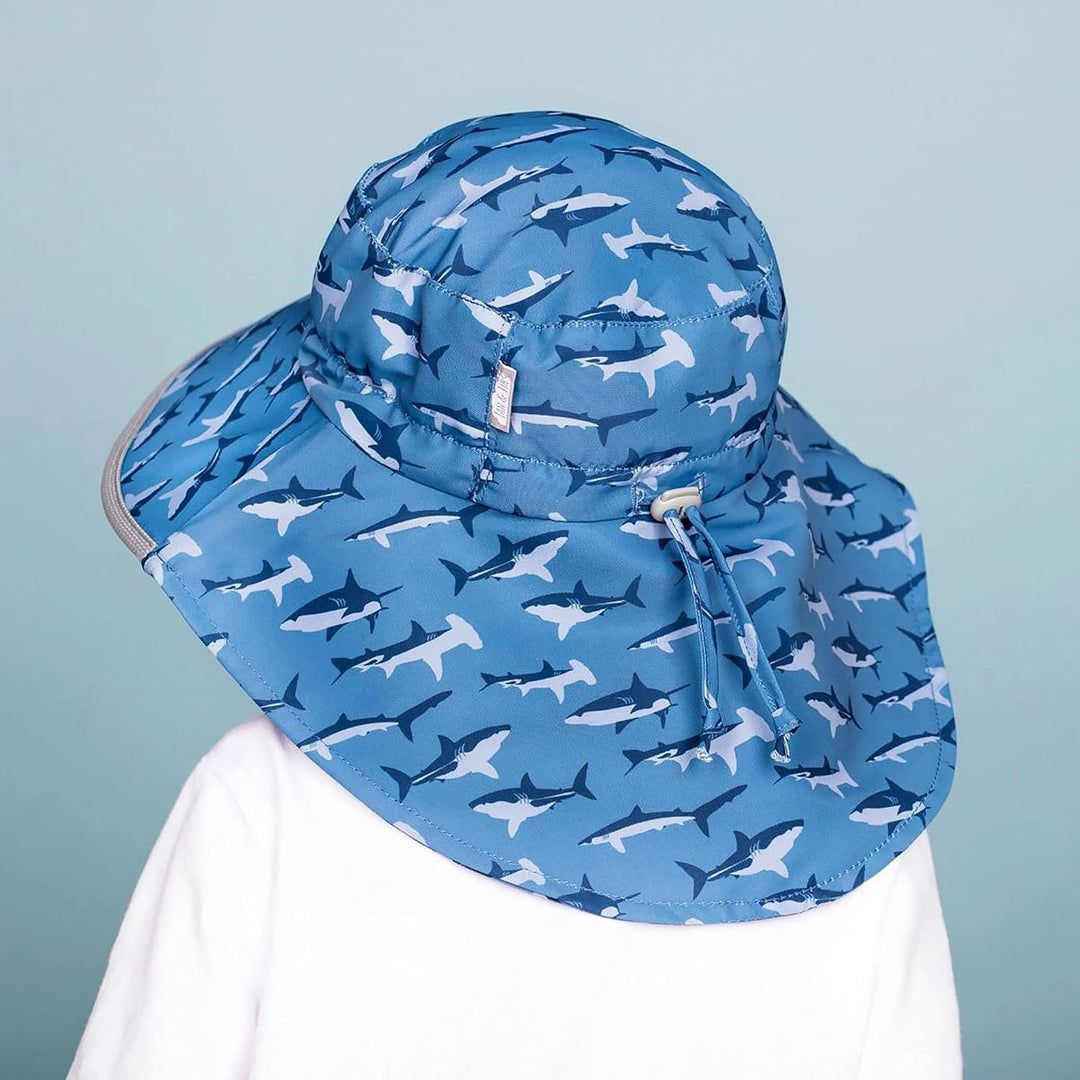Jan & Jul Kinder Grow-with-Me Aqua-Dry Abenteuer-Sonnenhut 0-6 Monate Hai mit Navy Trimmen, 0-6 Mona