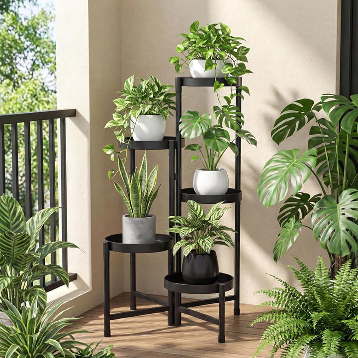 Blumenständer Metall 5 Ebenen, Pflanzenregal Indoor Moderner Pflanzenständer, Pflanzenhocker丨Blumenr