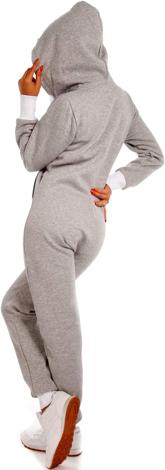 Crazy Age Basic Jumpsuits Ganzkörperanzug Einteiler One Piece Overall (L=40, Hellgrau)