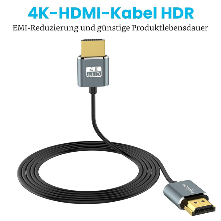 Twozoh Flexibles und Schlankes HDMI Kabel 10M 2 Stück, Ultradünnes HDMI Kabel unterstützt High Speed