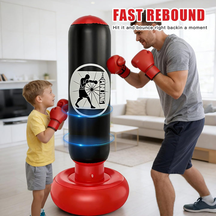 Boxsack für Kinder 6–12 Jahre, 160 cm Standboxsack aufblasbar – Boxsack Kinder Stehend für Boxen ，Ta