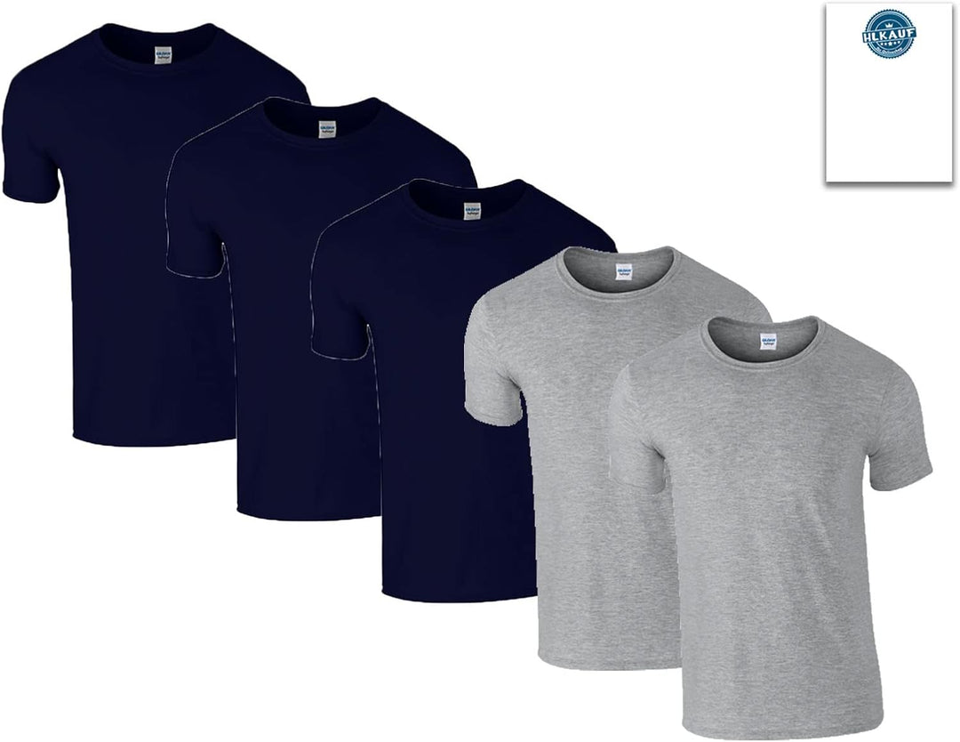 Gildan Herren T-Shirt M 3x Navy, 2x Sportgrey &amp; 1 Hlkauf Block, M 3x Navy, 2x Sportgrey &amp; 1 Hlkauf B