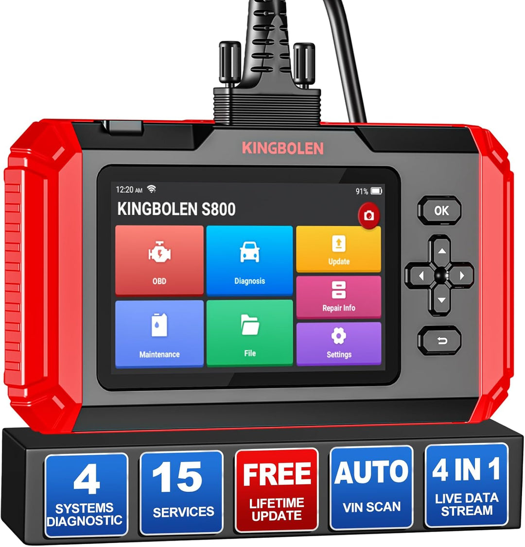 KINGBOLEN S800 OBD2 Diagnosegerät, KFZ-Codeleser Für 4 Systeme Motor/Getriebe/ABS/SRS Und 15 Zurücks