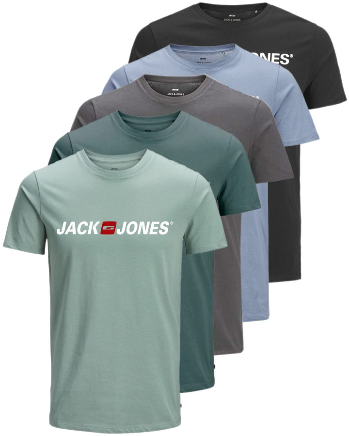 JACK & JONES Herren 5er-Set T-Shirts in verschiedenen Styles, Prints und Farben aus Baumwolle 3XL Sl