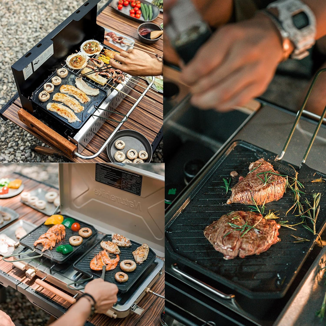 Naturehike Antihaft-Bratpfanne, Faltbarer Griff, Outdoor-Grillpfanne, Aluminium-Steakpfanne, Tragbar