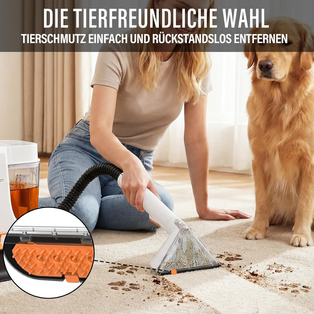 STARRYBOT Tragbare Teppich- &amp; Polsterreinigungsmaschine für Haustiere (Weiss), White