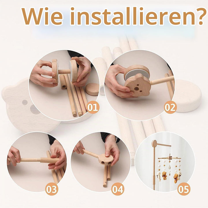 Mobile Halterung Holz,Baby Mobile Halterung für Babybett,Verstellbarer Mobile Halterung Wickeltisch