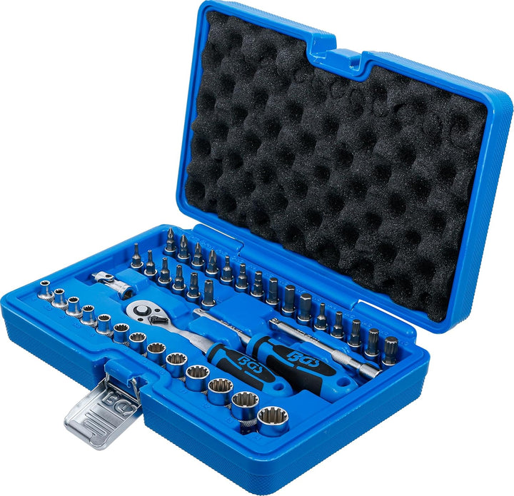 2151 Gearlock Steckschlüsselsatz, 6,3 (1/4), 39-tlg. 1/4"inch Silber/Blau/Schwarz, 1/4"inch Silber/B