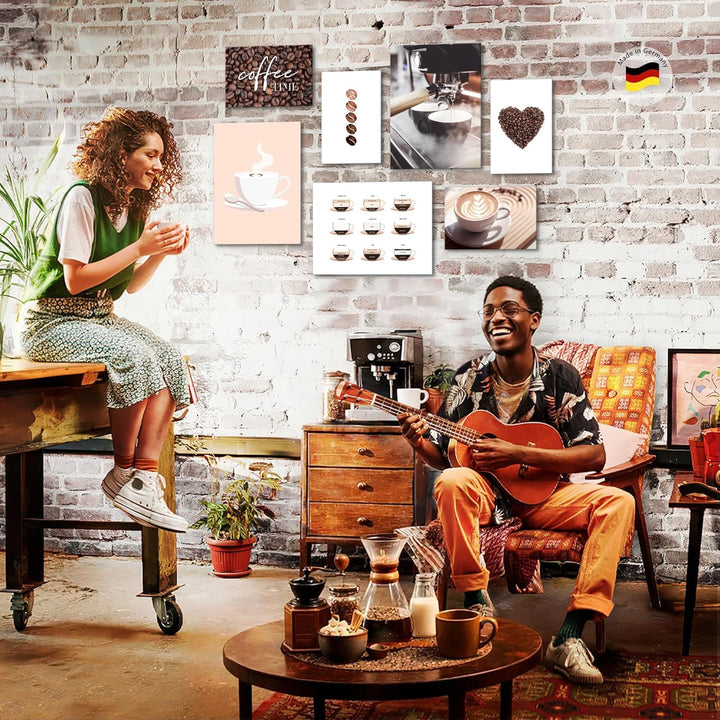 Novart Wandbilder Kaffee Coffee - KOMPLETT AUFHÄNGFERTIG - Küche Esszimmer Küchenbilder- 7 Moderne M