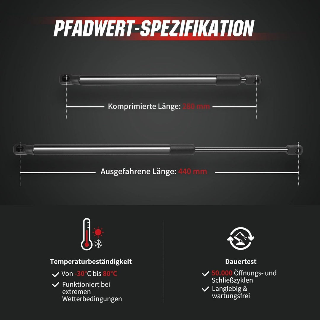 Gasfeder Heckklappe kompatibel mit VW Golf VI 5K (2008–2013), OTUAYAUTO 2 Stück Heckklappendämpfer –