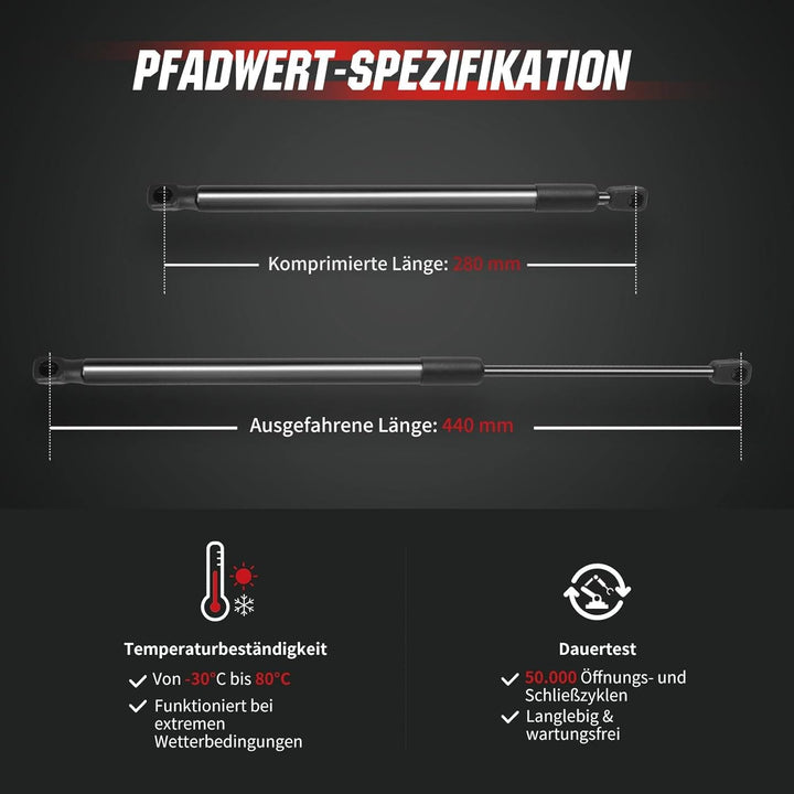 Gasfeder Heckklappe kompatibel mit VW Golf VI 5K (2008–2013), OTUAYAUTO 2 Stück Heckklappendämpfer –