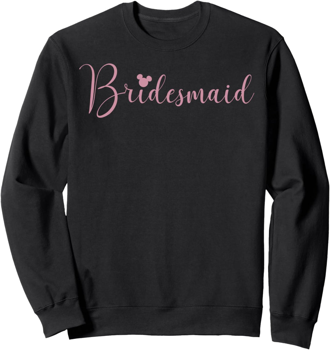 Disney Mickey & Friends Bridesmaid Pink Cursive Text Sweatshirt
