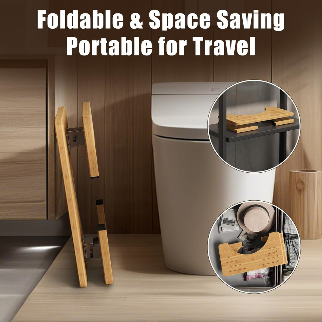 Bambus Toilettenhocker für Erwachsene, Klohocker, Ergonomischer WC-Hocker zur Förderung der Darmgesu