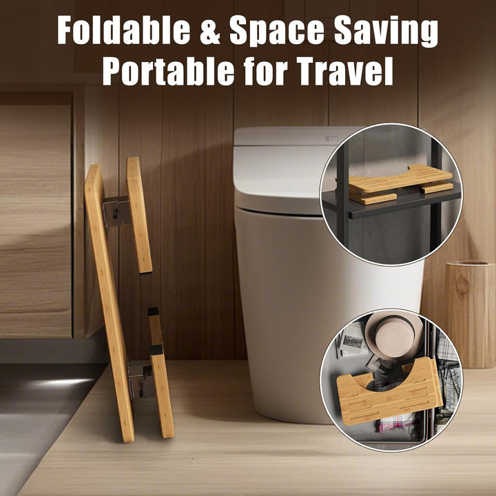 Bambus Toilettenhocker für Erwachsene, Klohocker, Ergonomischer WC-Hocker zur Förderung der Darmgesu