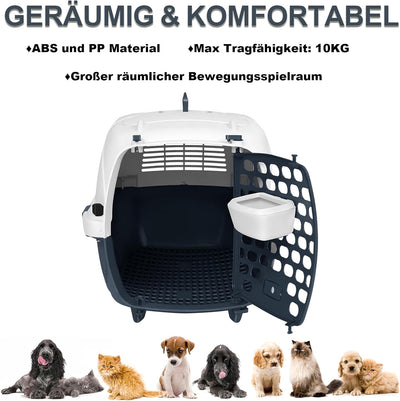 UISEBRT Transportbox für Haustiere - 61 x 37 x37cm Tiertransporter für kleine Hunde & Katzen - Katze