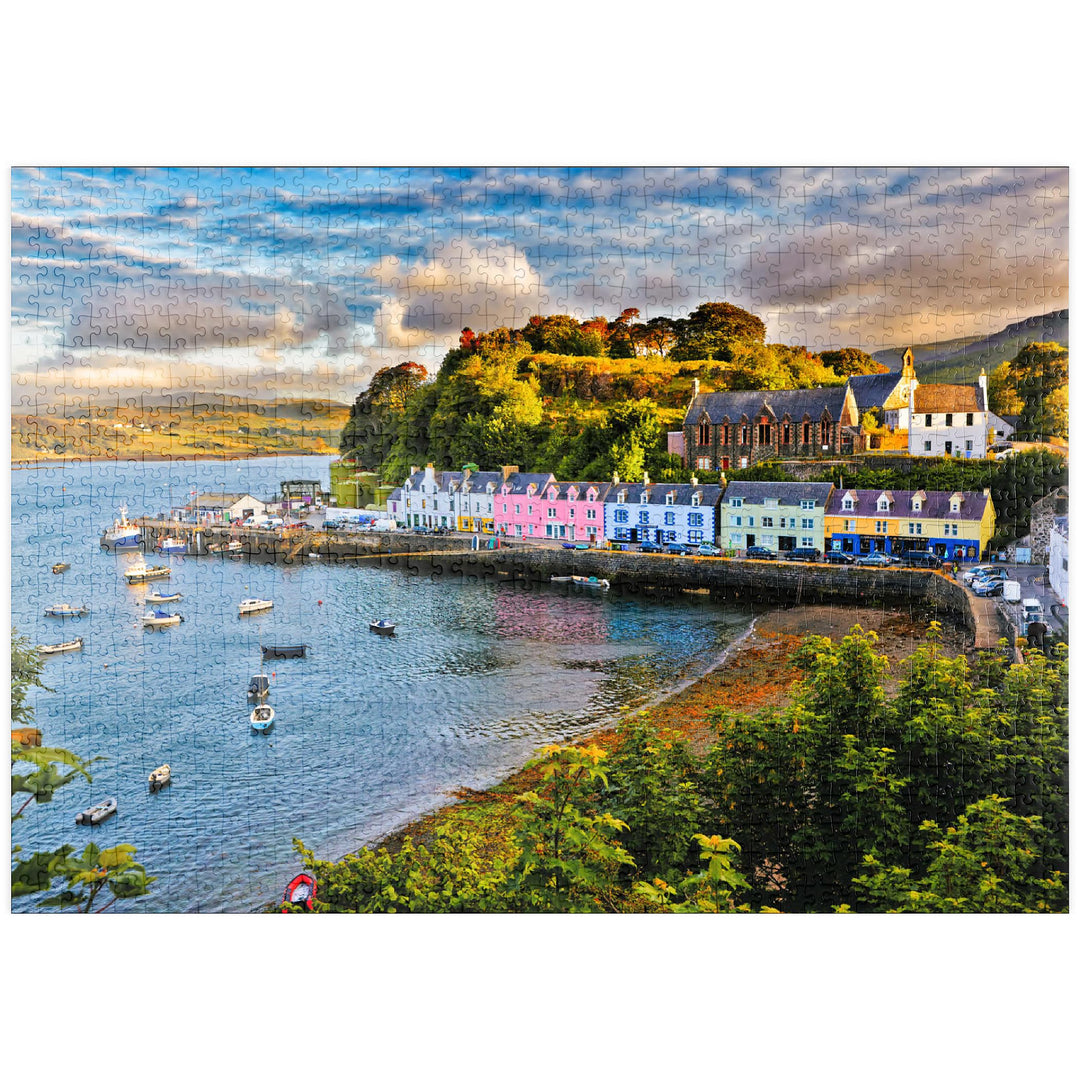 Blick auf Portree vor Sonnenuntergang, Isle of Skye, Schottland - Premium 1000 Teile Puzzle - MyPuzz