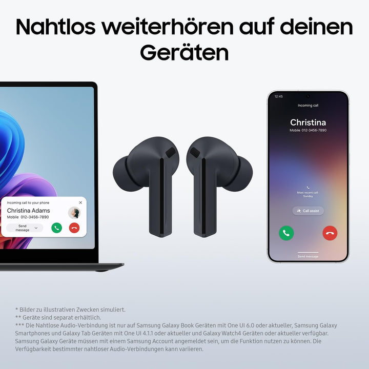 Samsung Galaxy Buds3 FE, Kabellose In-Ear-Kopfhörer inkl. mobeen Soft Clear Case, Ausgewogener Klang